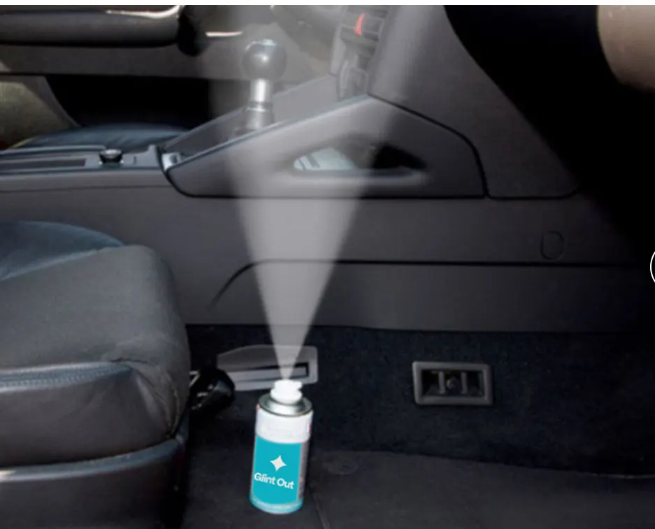 Glint Out sanitizing spray for a hygienic car interior
